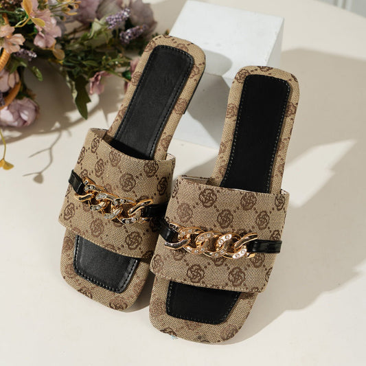 Chain - Decorated Open Toe Sandals - Asiela LUXE