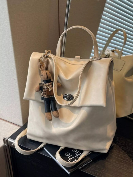 Leather Flap Backpack Bag - Asiela LUXE