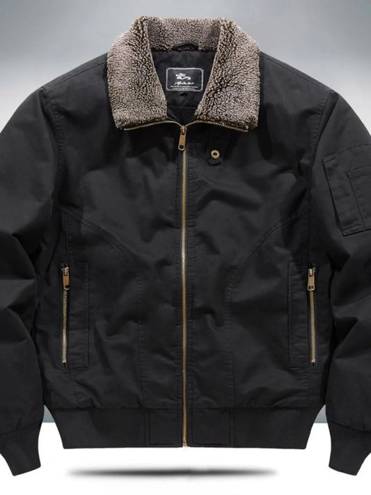 Men's Plus Size Sherpa Lined Zip Up Jacket - Asiela LUXE